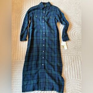 Ralph Lauren NWT Linen Plaid Shirt Dress